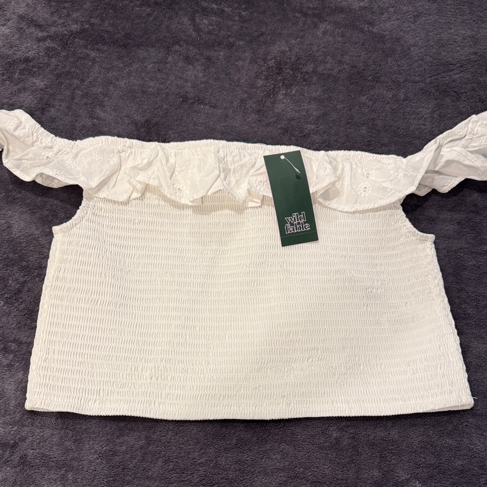 Wild Fable White Off-Shoulder Crop Top